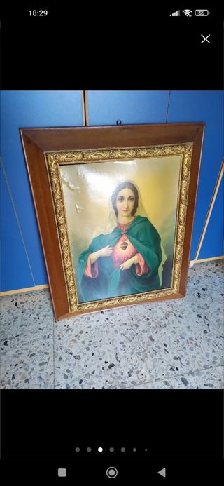 Cuadro religioso Virgen. Tiene 100 años