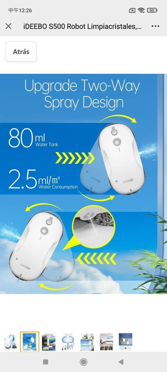 iDEEBO S500 Robot Limpiacristales, Limpia Cristale