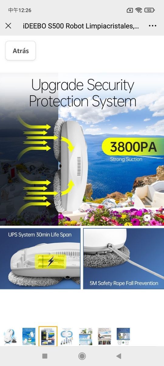 iDEEBO S500 Robot Limpiacristales, Limpia Cristale
