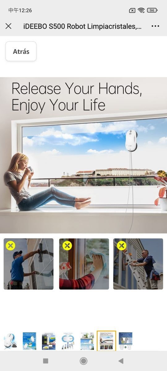 iDEEBO S500 Robot Limpiacristales, Limpia Cristale