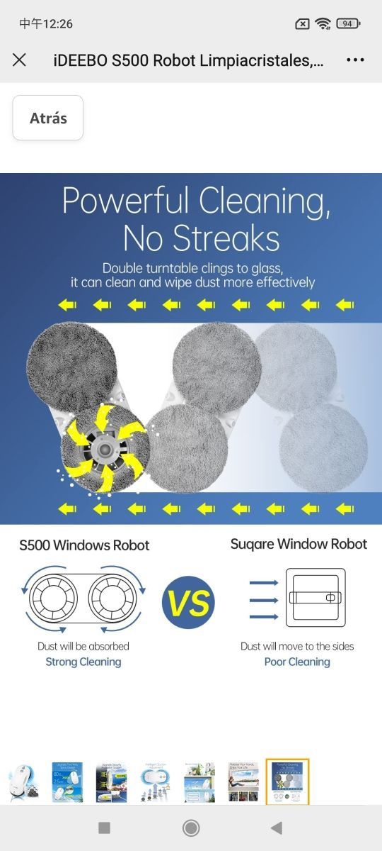 iDEEBO S500 Robot Limpiacristales, Limpia Cristale