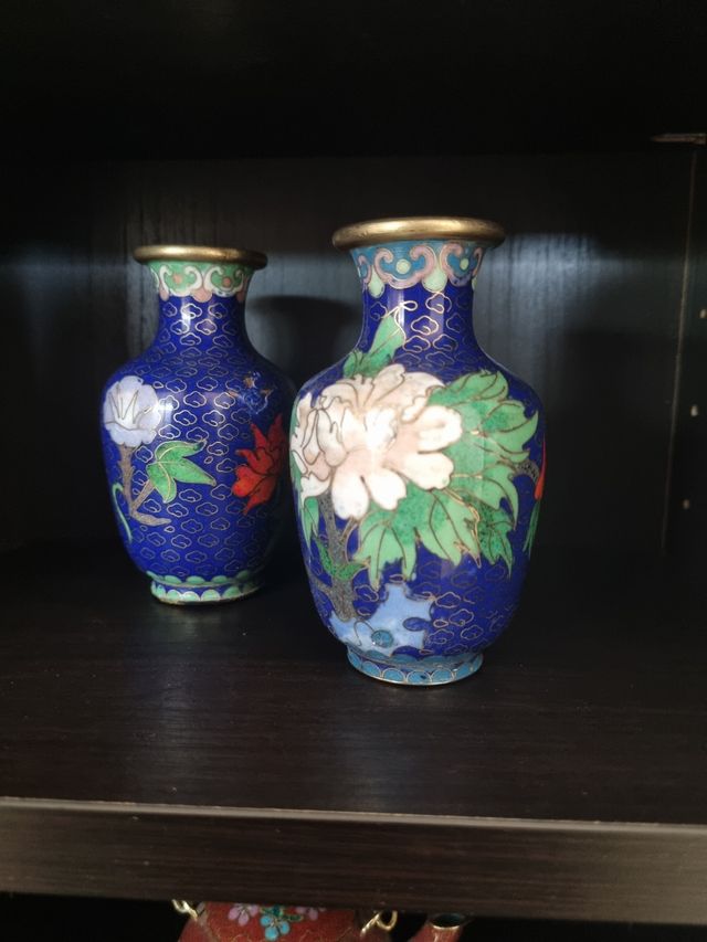 Coppia vasetti cloisonné