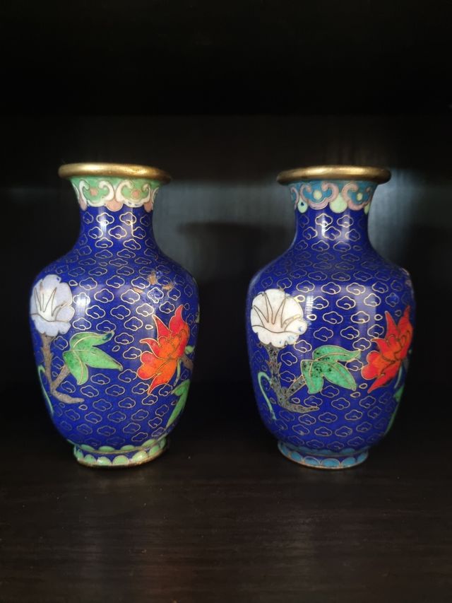 Coppia vasetti cloisonné
