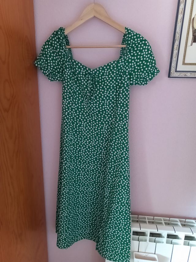 Vestido estampado verde floral de verano Nuevo!!