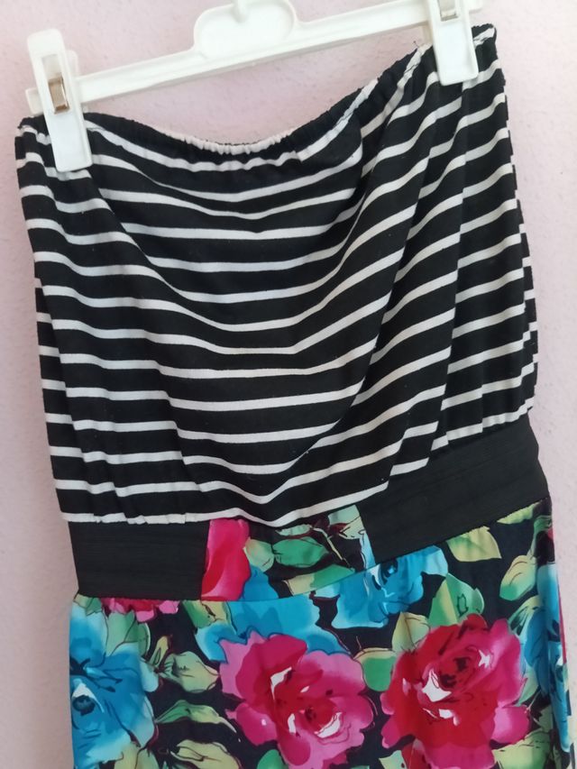 Mini vestido de verano a rayas estampado floral