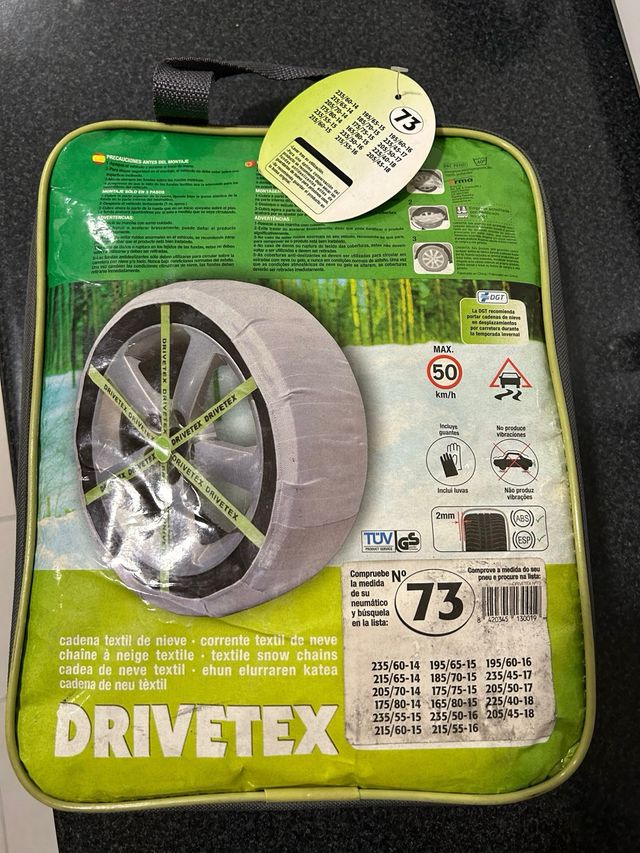 Cadena coche textil nieve