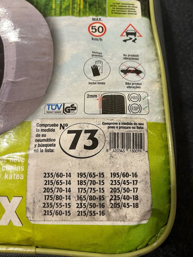 Cadena coche textil nieve