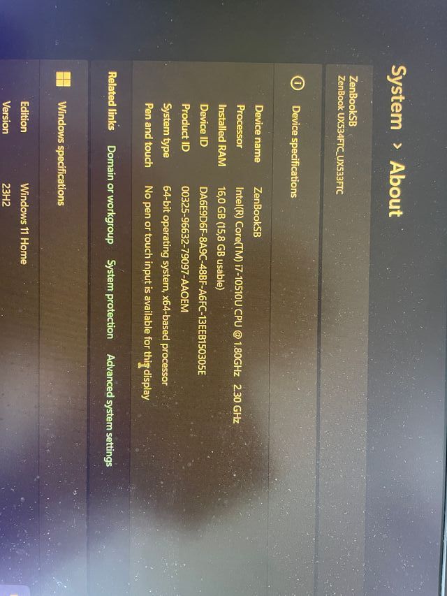 Portátil de Alto Rendimiento Asus ZenBook Core i7