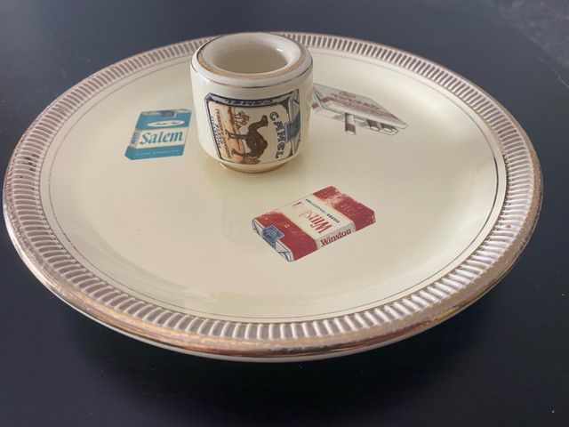 Posacenere Camel e Piatto in ceramica Vintage