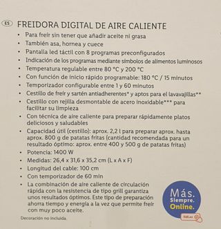 Freidora de aire caliente digital