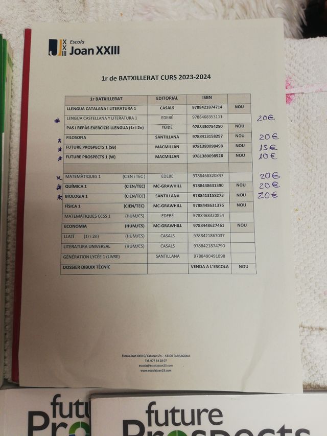 Libros batxilletato 1er