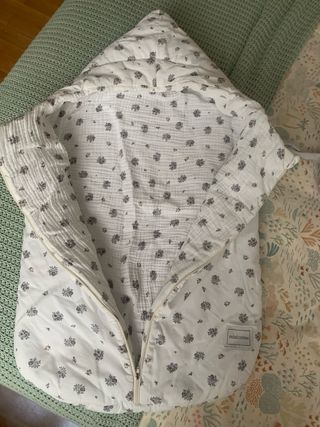 Saco capazo oval minicoton flores bambula gris