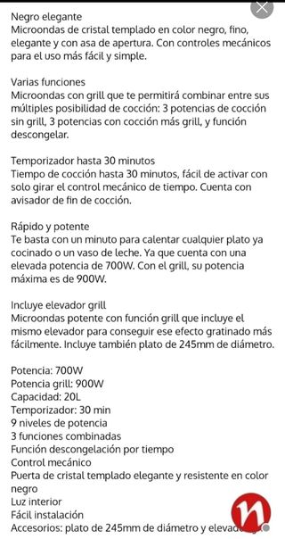 Grill Microondas Taurus 20l 