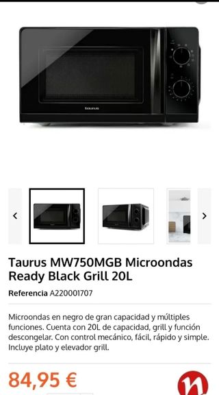 Grill Microondas Taurus 20l 