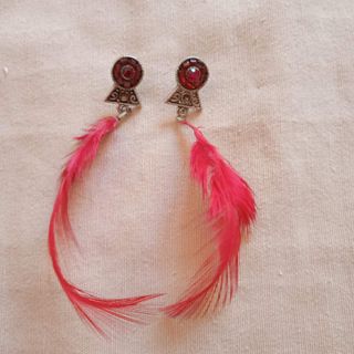 Pendientes vintage plumas rojas y2k