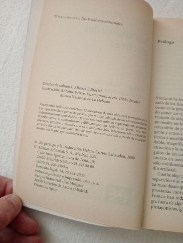 GOETHE.Novela. Las afinidades electivas