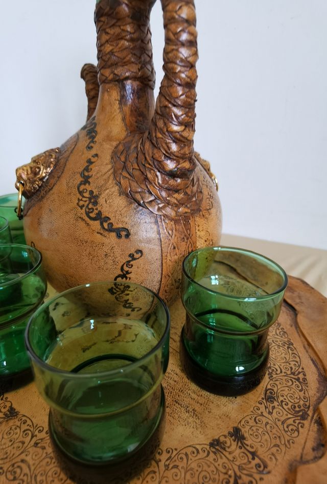 Servizio vintage caraffa, 6 bicchieri e vassoio