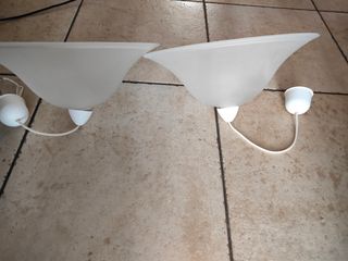 Due Lampadario di vetro opaco 