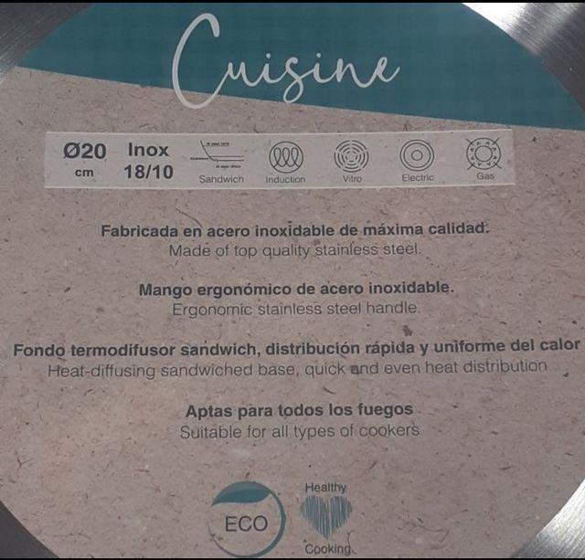 Sarten 20cm acero inox.