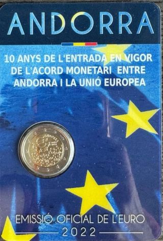 2 euros Andorra 2022 Acuerdo monetario