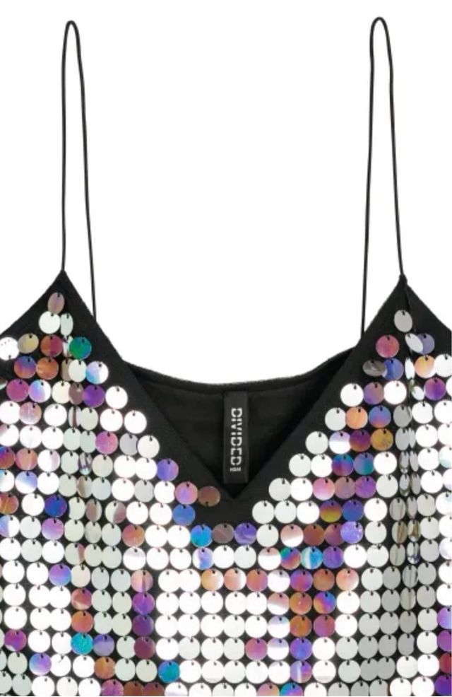 Top negro lentejuelas plata de H&M