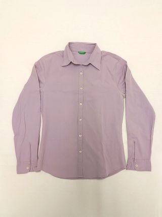 Camicia da donna in cotone, Viola Lilac - Benetton