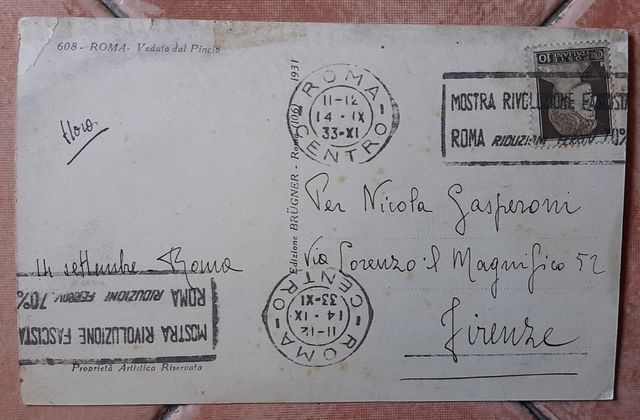 Roma Veduta del Pincio Cartolina D'epoca