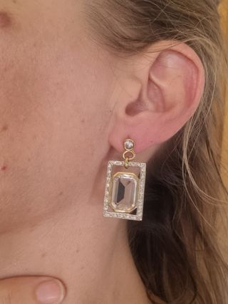 Bisuteria pendientes cristal rectángulo