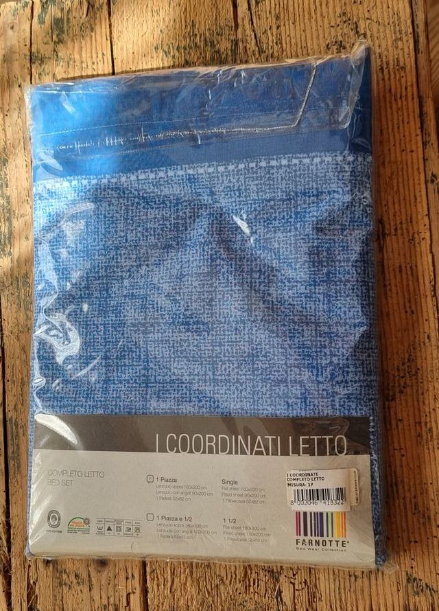 Completo letto in puro cotone naturale a 1 piazza