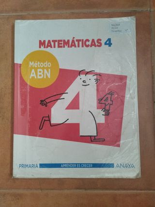 Libro matemáticas 4 primaria Anaya ABN