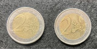 Monedas (2) Francia 2 euros año 2001 con errores.