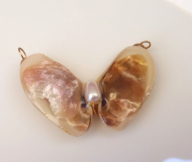 Colgantes conchas de mar y perlas