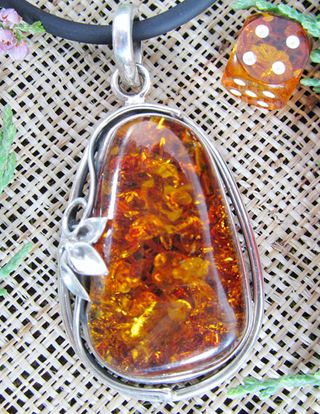  NUEVO Colgante Ámbar natural Plata 925.  