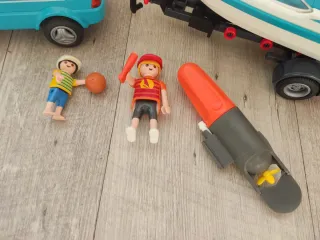 Playmobil pick up y lancha, remolque, motor