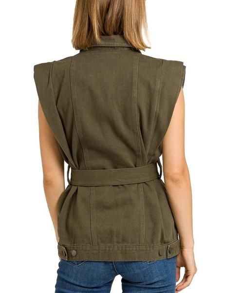 Chaleco vaquero Kaki de Naf Naf. Talla S