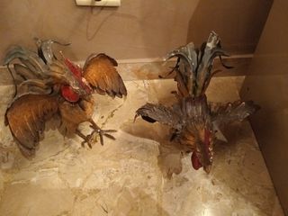 Coppia galli in ferro battuto
