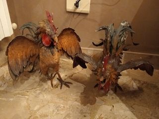 Coppia galli in ferro battuto