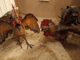 Coppia galli in ferro battuto