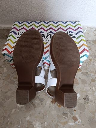 Sandalias tacón plataforma piel blancas