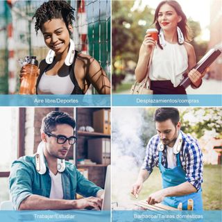 Ventilador de Cuello Portátil, 5 Velocidades, USB