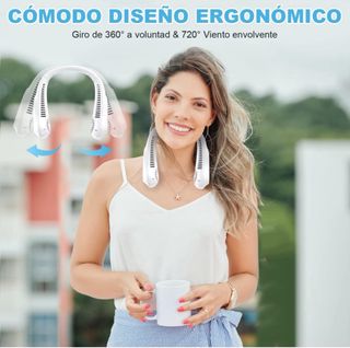 Ventilador de Cuello Portátil, 5 Velocidades, USB
