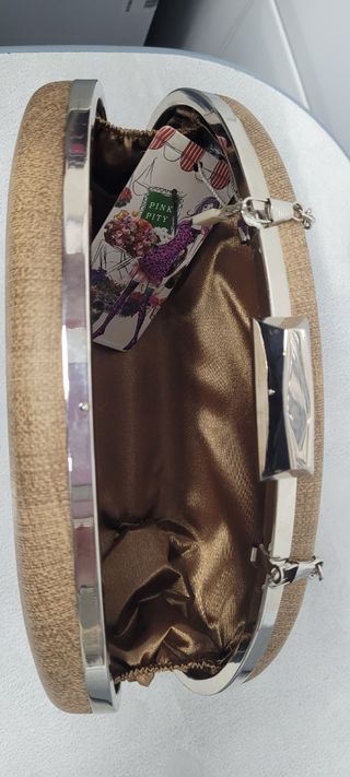 Cartera mano fiesta marrón