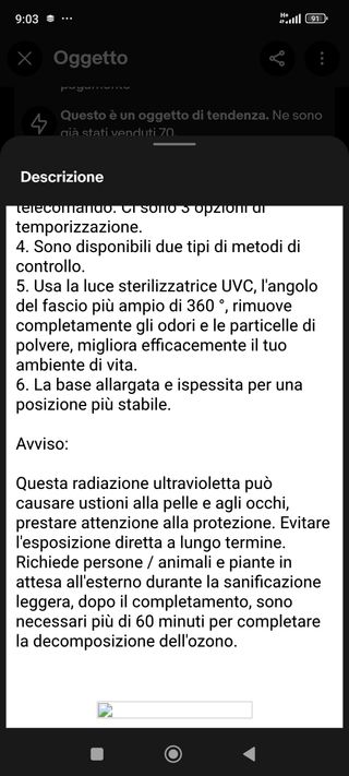 Lampada raggi UV/c germicida sanificazione nuova