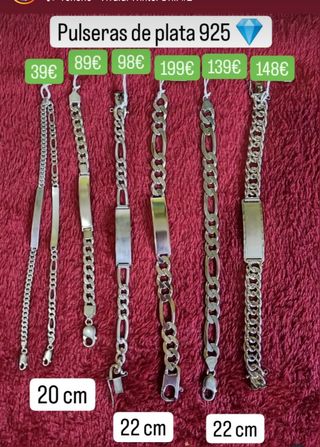 Pulseras/esclavas de plata 925 macizas. Descuentos