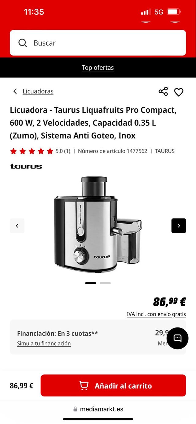 Licuadora taurus 500w