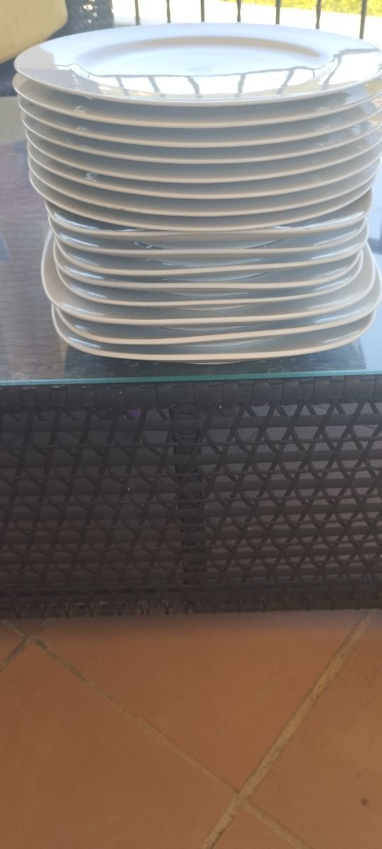 Diferentes platos, color blanco. Y un bol  medio.