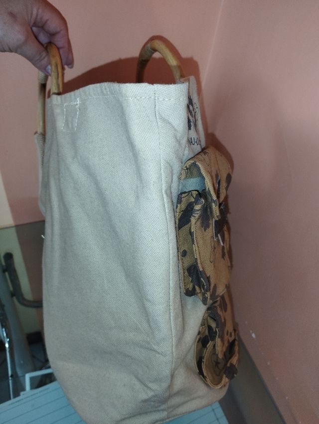 Borsa mare  naj O'Leary con manici in legno 