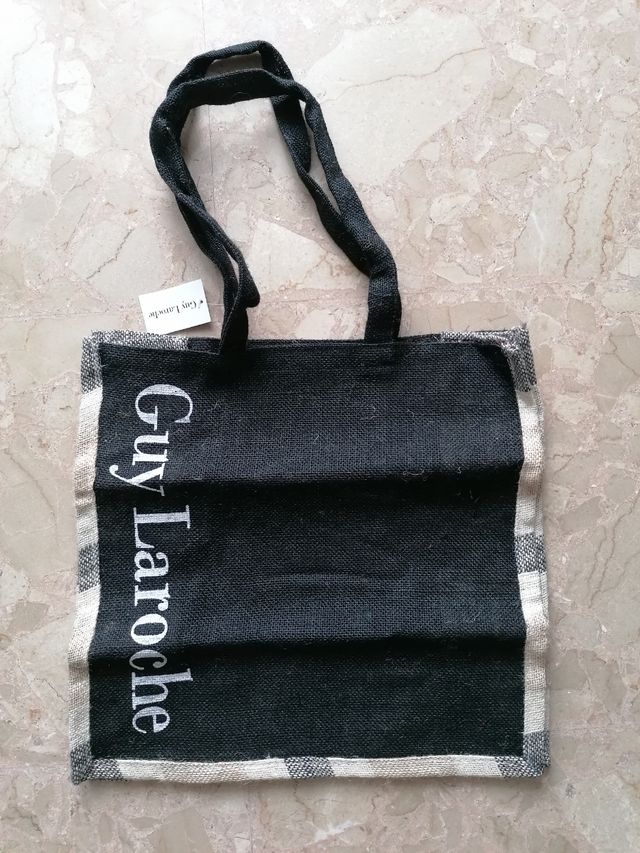 Borsa da mare 100% juta (nero/beige)