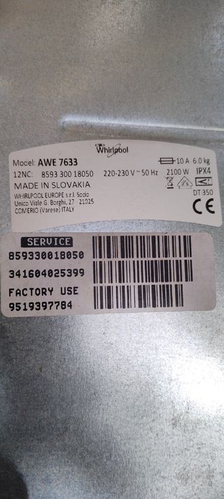 Resistencia lavadora Whirlpool