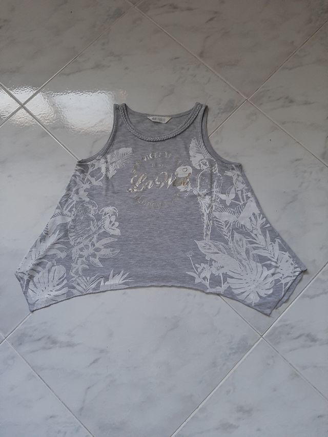 Canotta grigia in cotone da bambina 